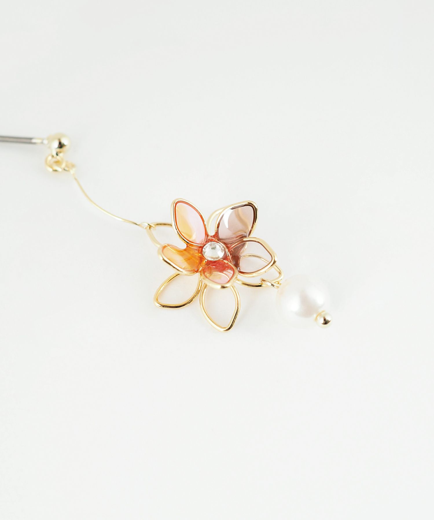 ワイヤーフラワーチタンポストピアス