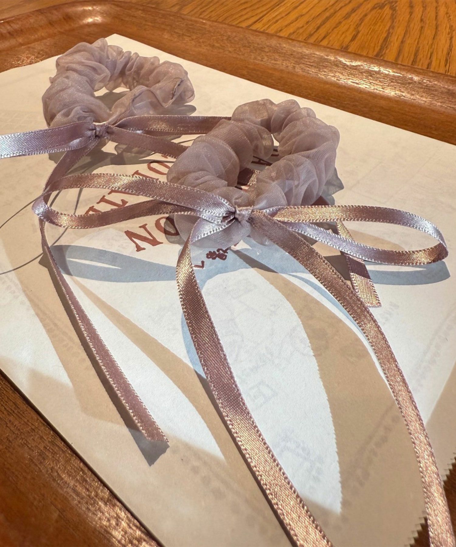 サテンリボンオーガンジーセットシュシュ