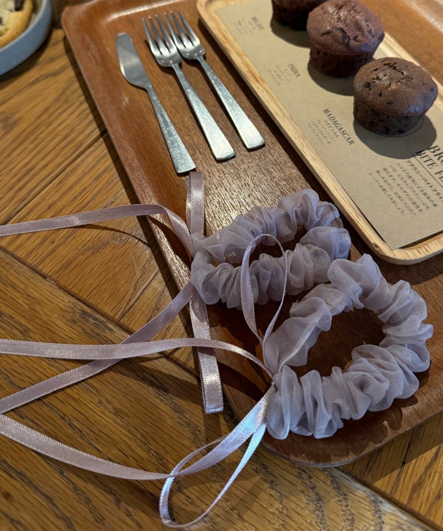 サテンリボンオーガンジーセットシュシュ