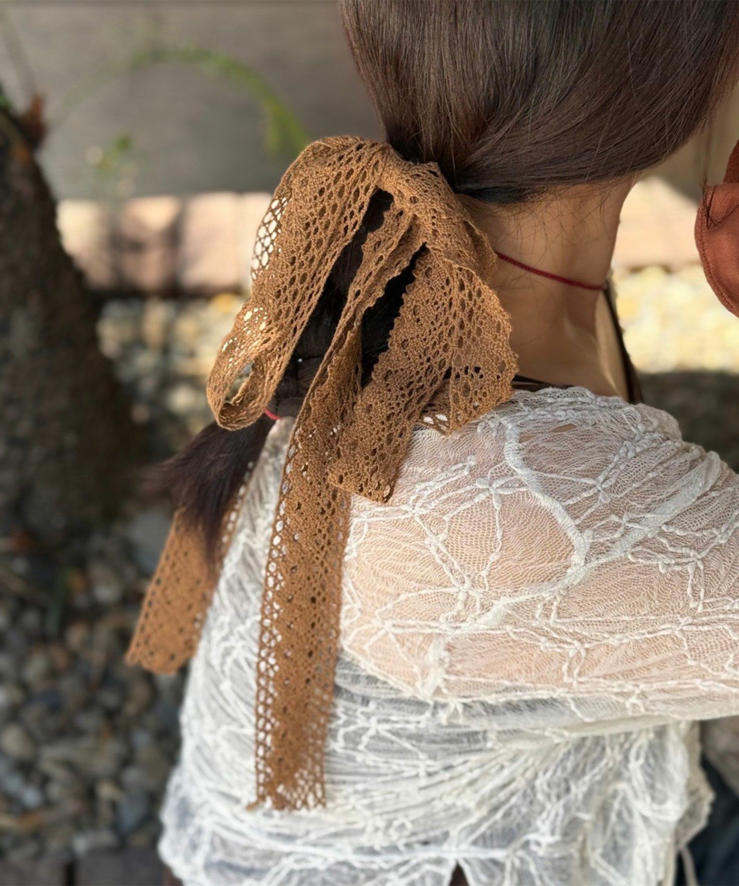 コットンレースリボンポニーフック【nuage】