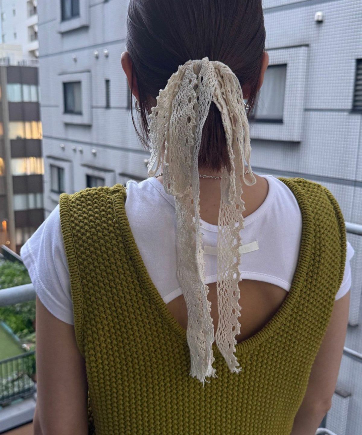 コットンレースリボンポニーフック【nuage】