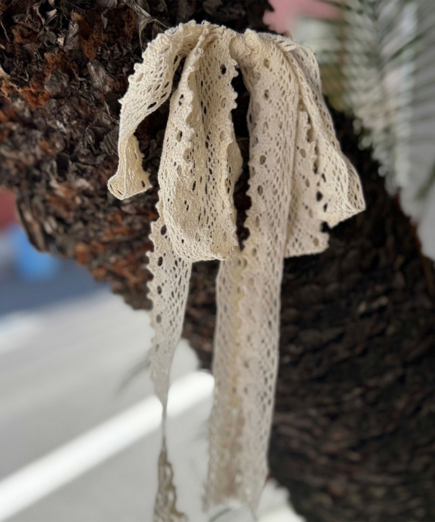 コットンレースリボンポニーフック【nuage】