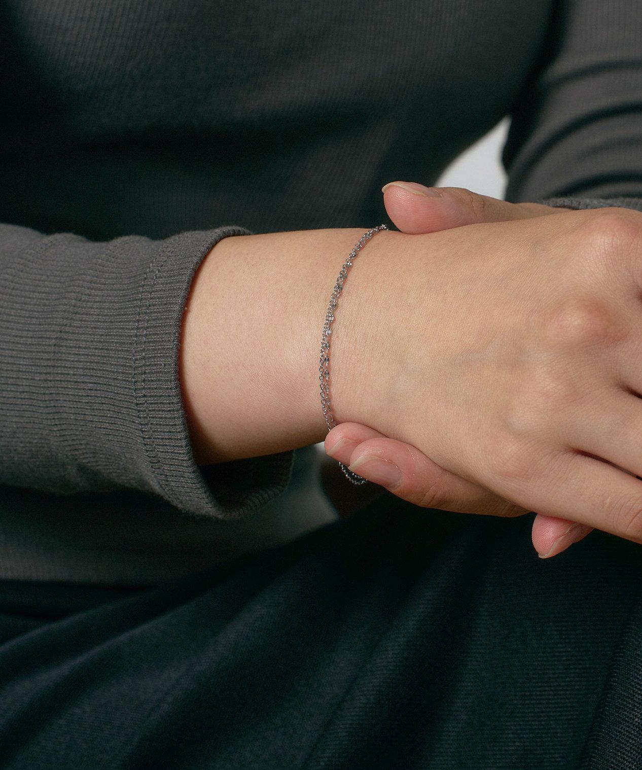 ペタルチェーンレイヤードブレスレット