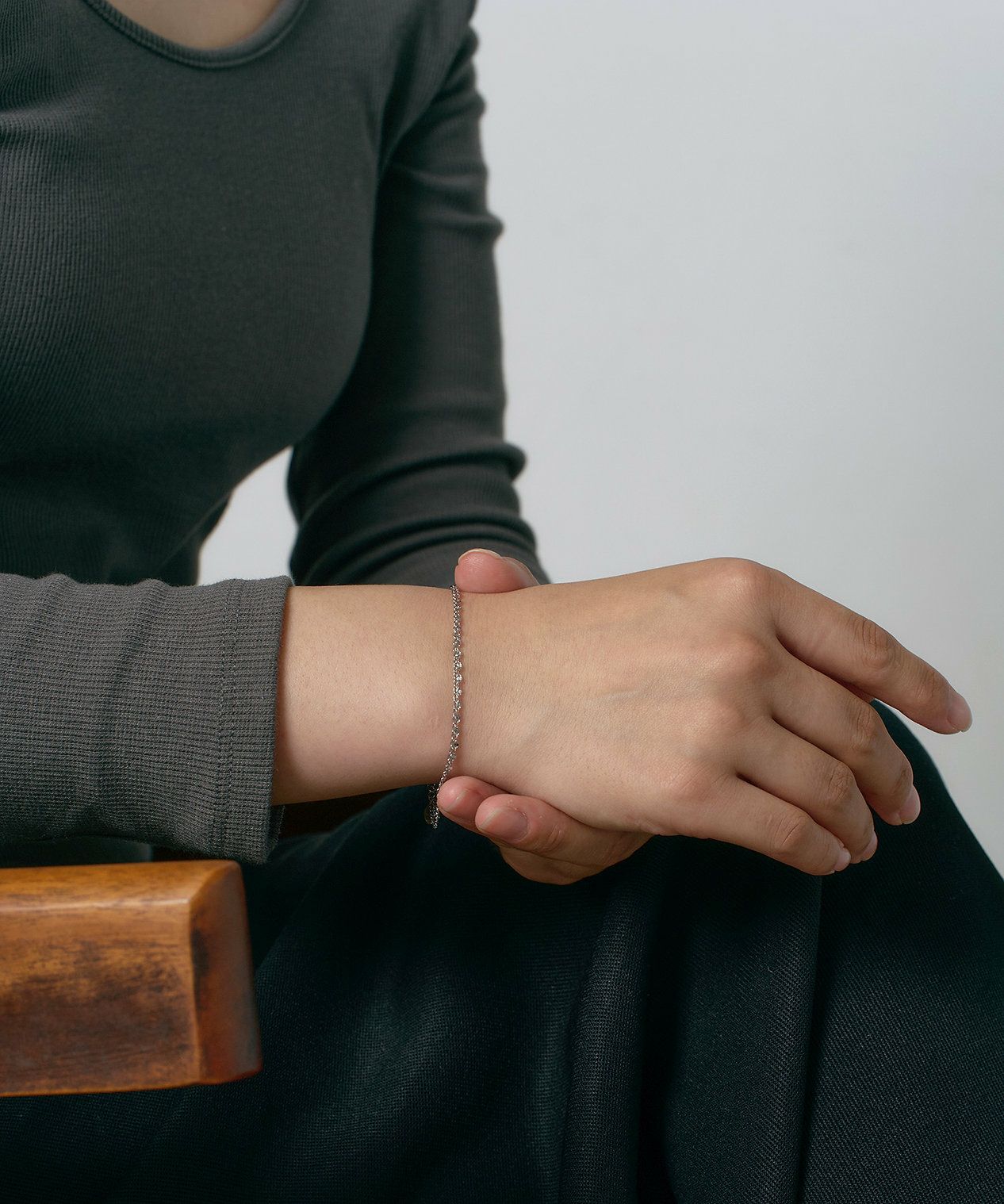 ペタルチェーンレイヤードブレスレット