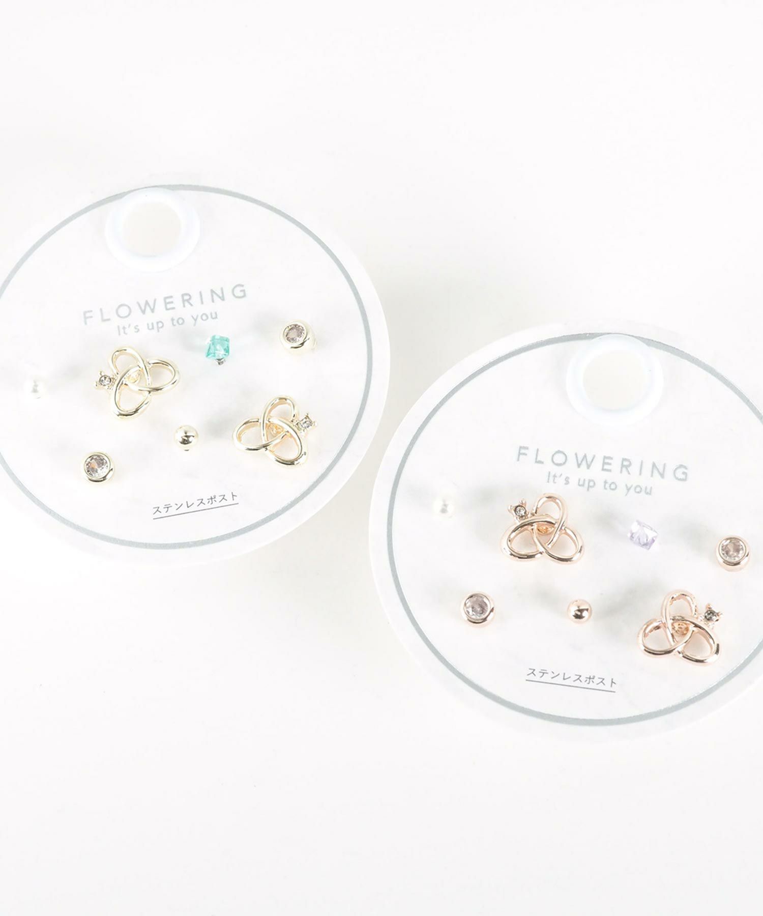 ニュアンスクロスステンレスポストセットピアス