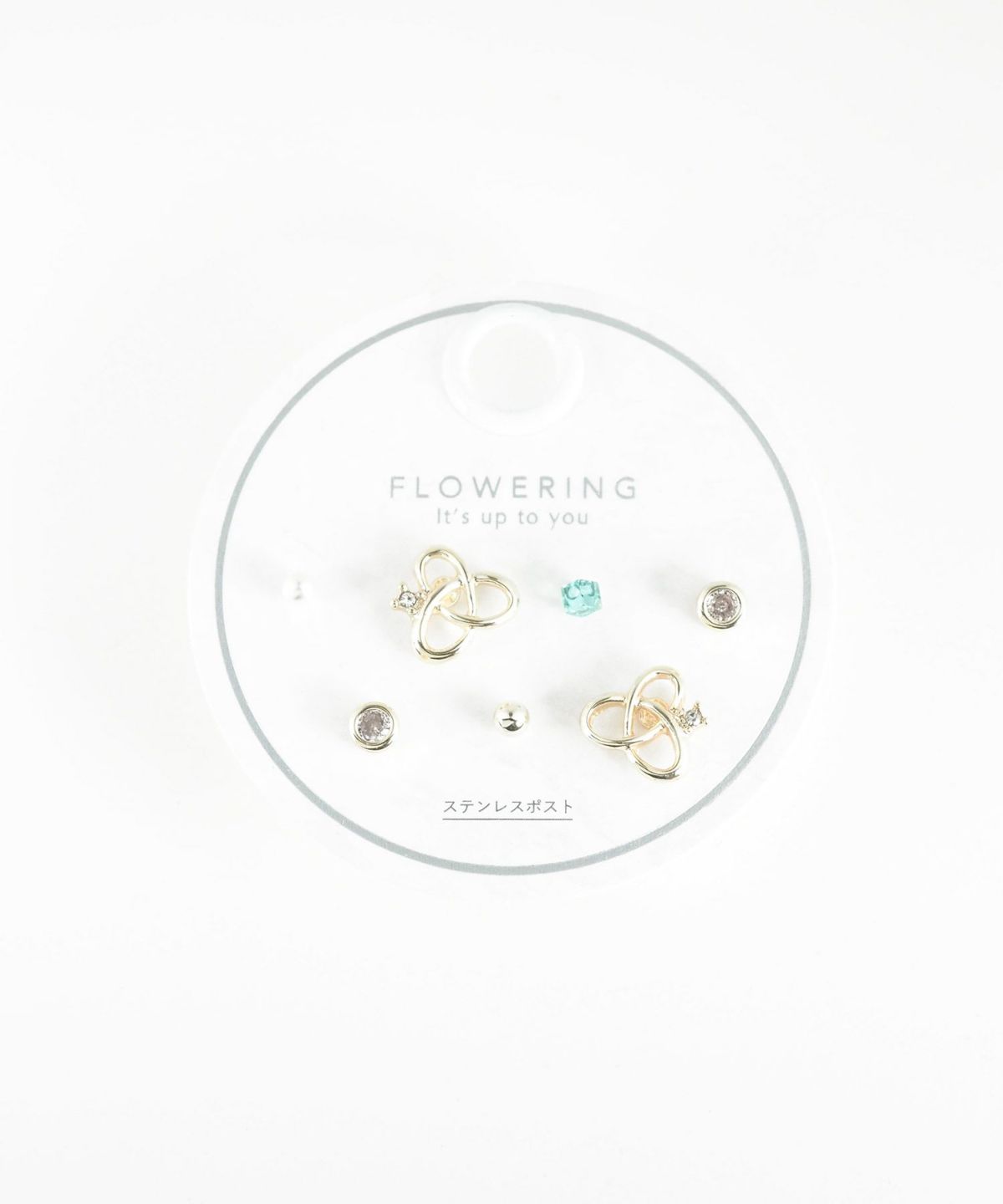 ニュアンスクロスステンレスポストセットピアス