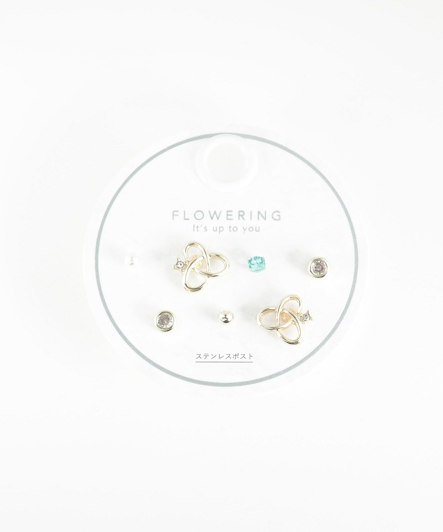 ニュアンスクロスステンレスポストセットピアス