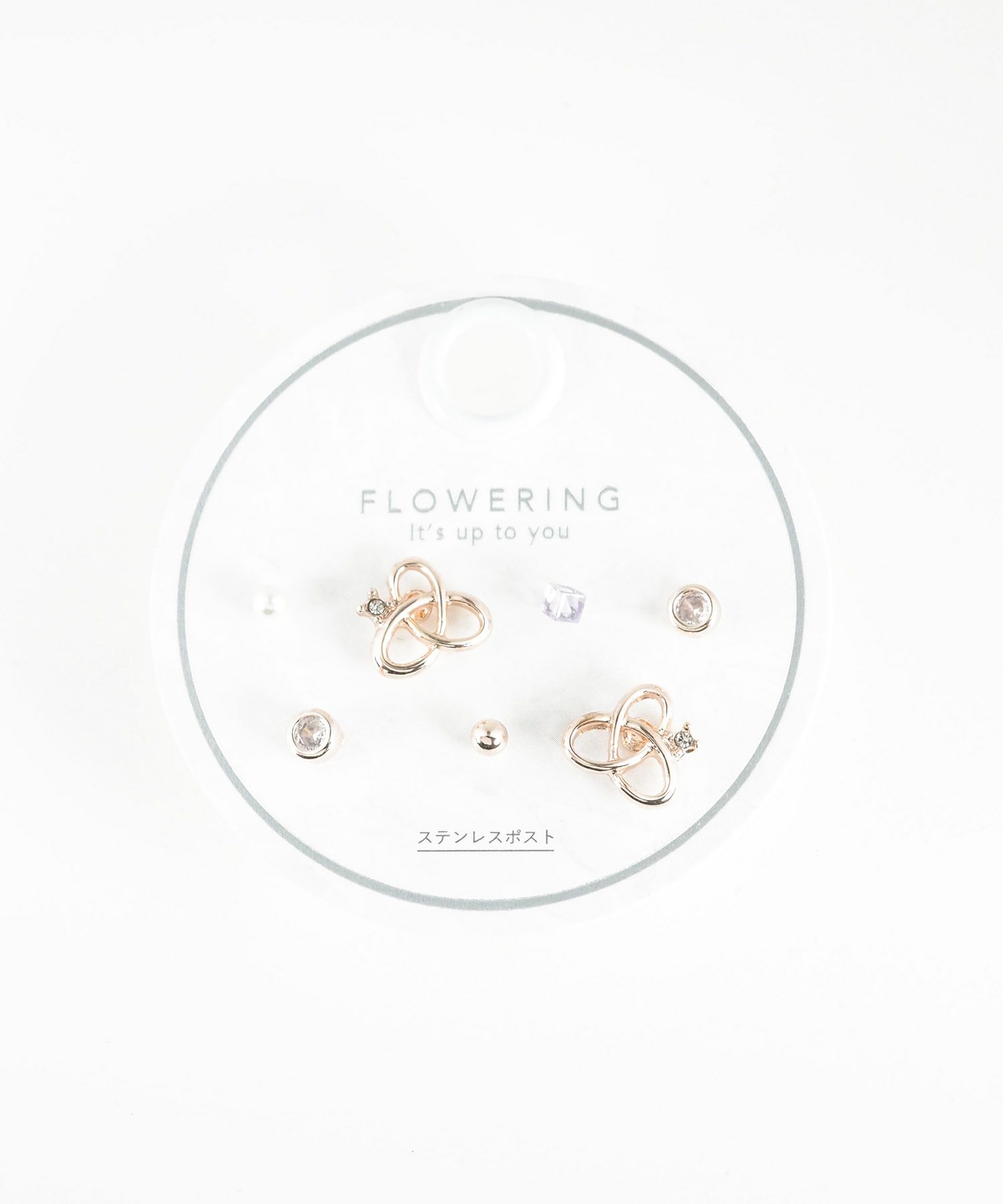 ニュアンスクロスステンレスポストセットピアス