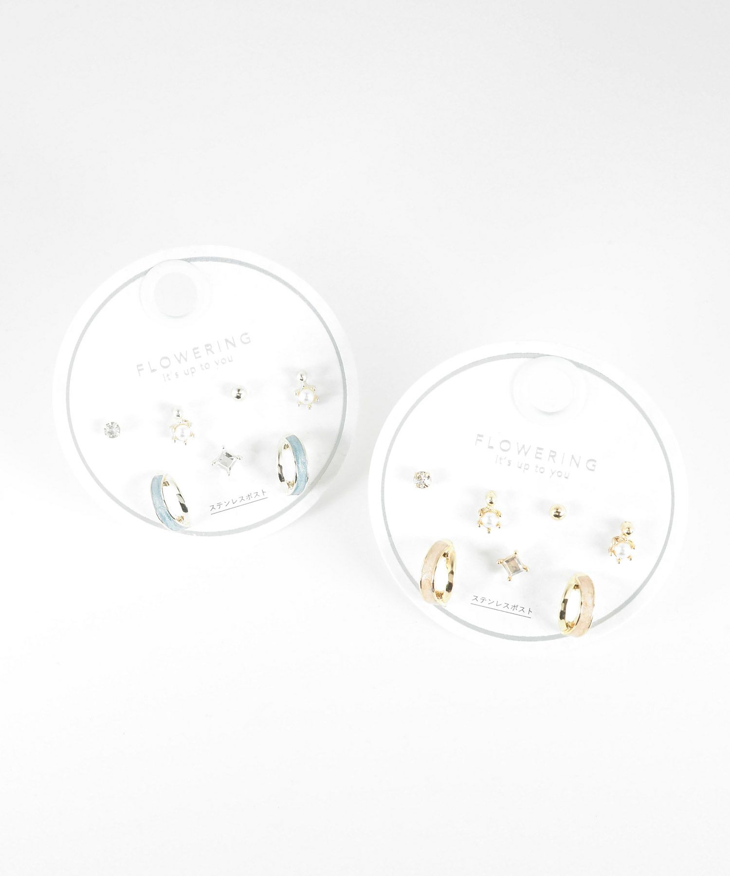 ニュアンスラメカラーステンレスポストセットピアス