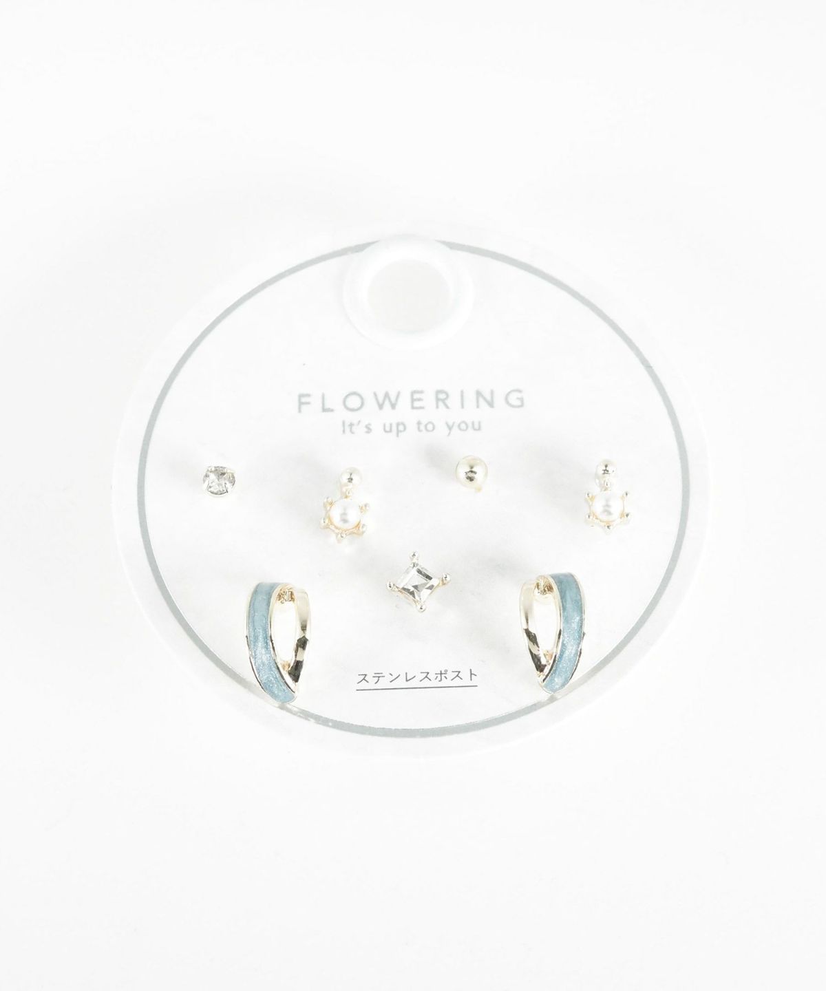 ニュアンスラメカラーステンレスポストセットピアス