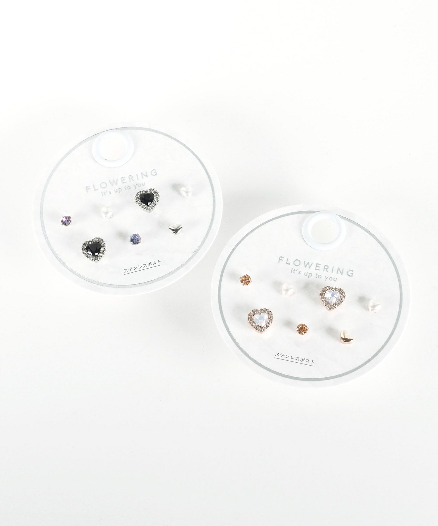 ハートビジューステンレスポストピアス