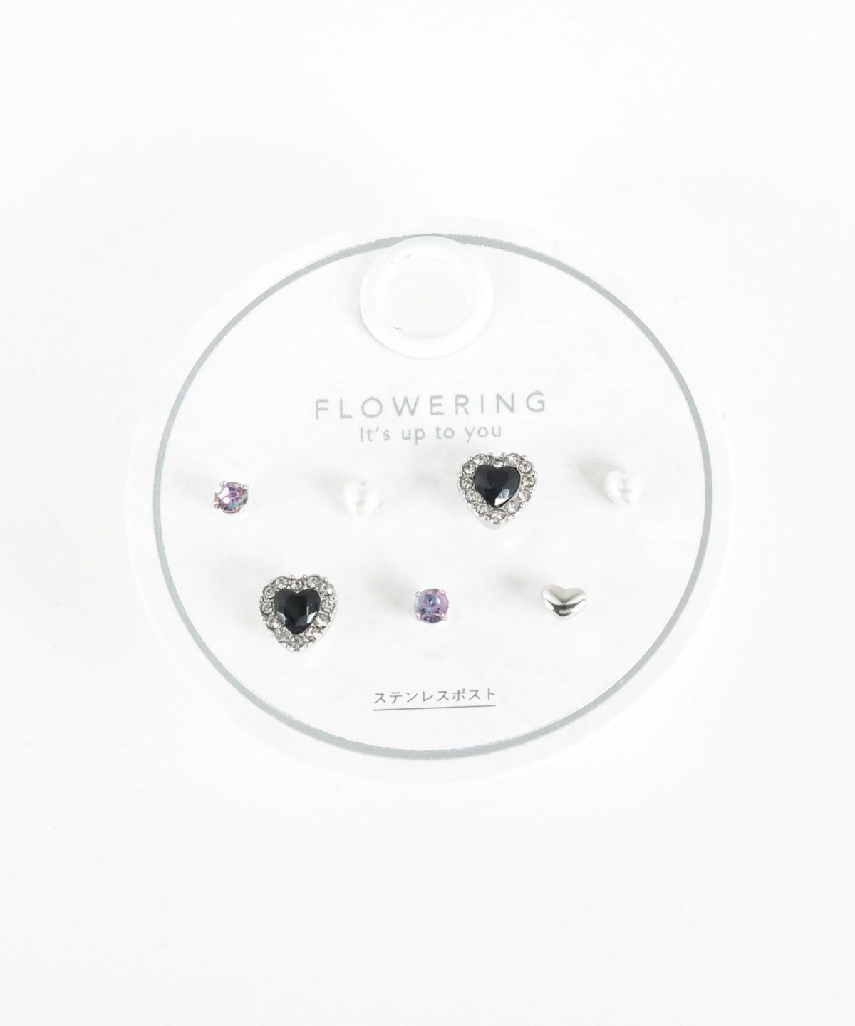 ハートビジューステンレスポストピアス