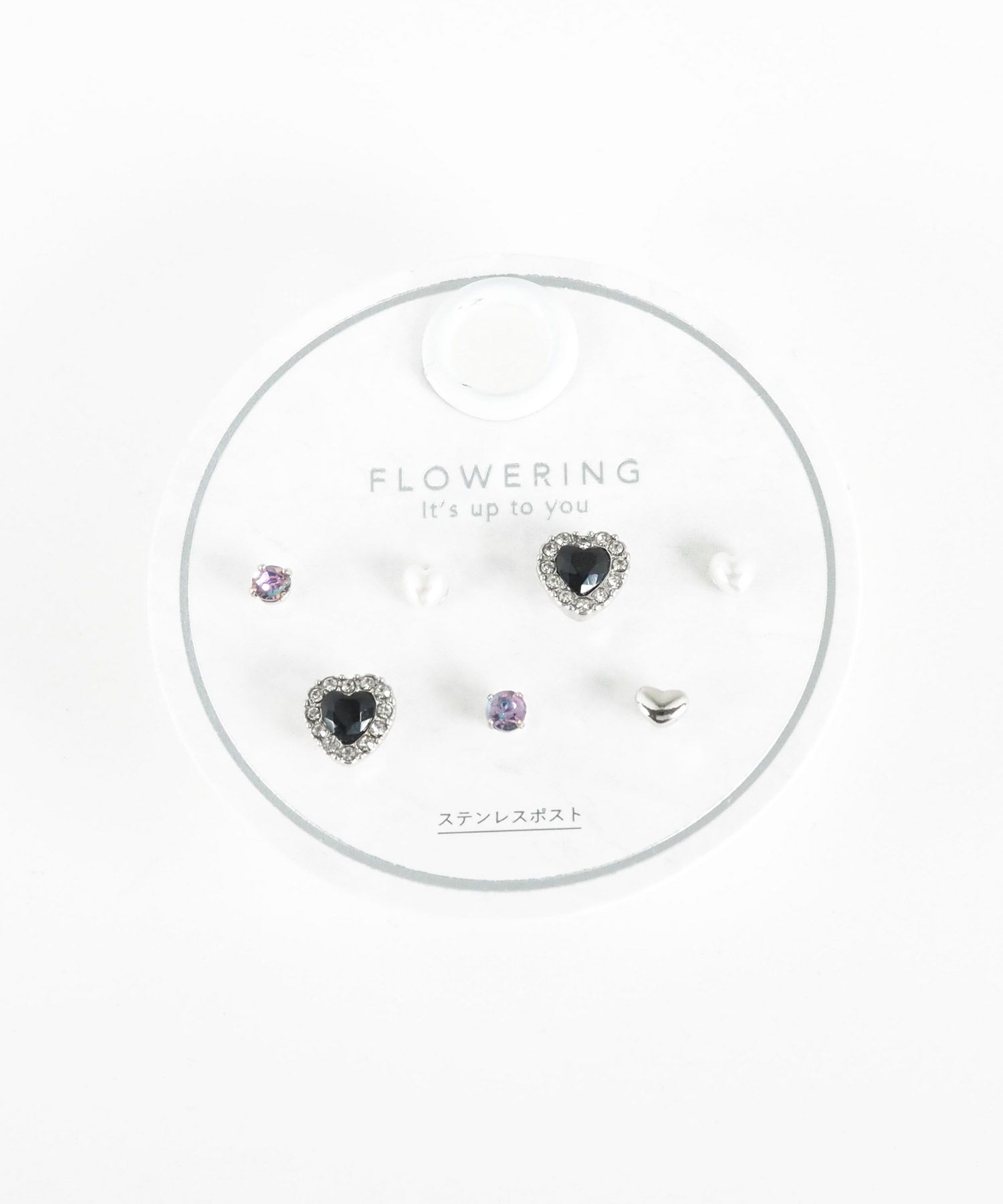 ハートビジューステンレスポストピアス