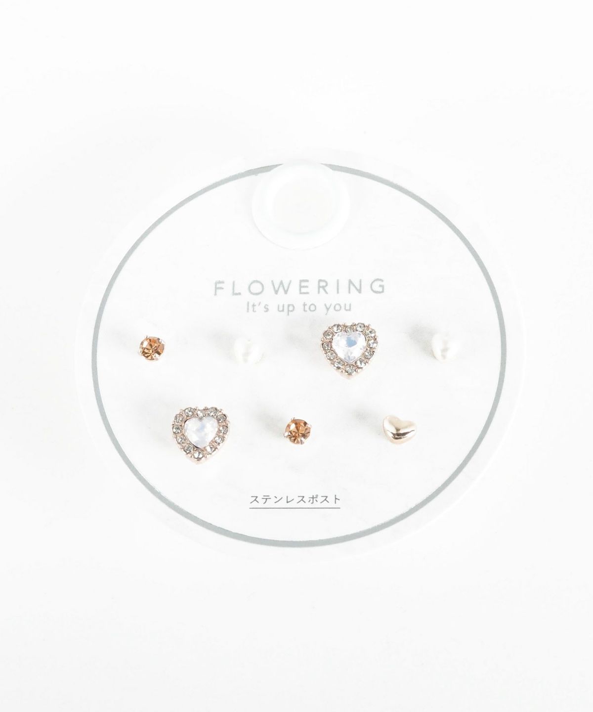 ハートビジューステンレスポストピアス