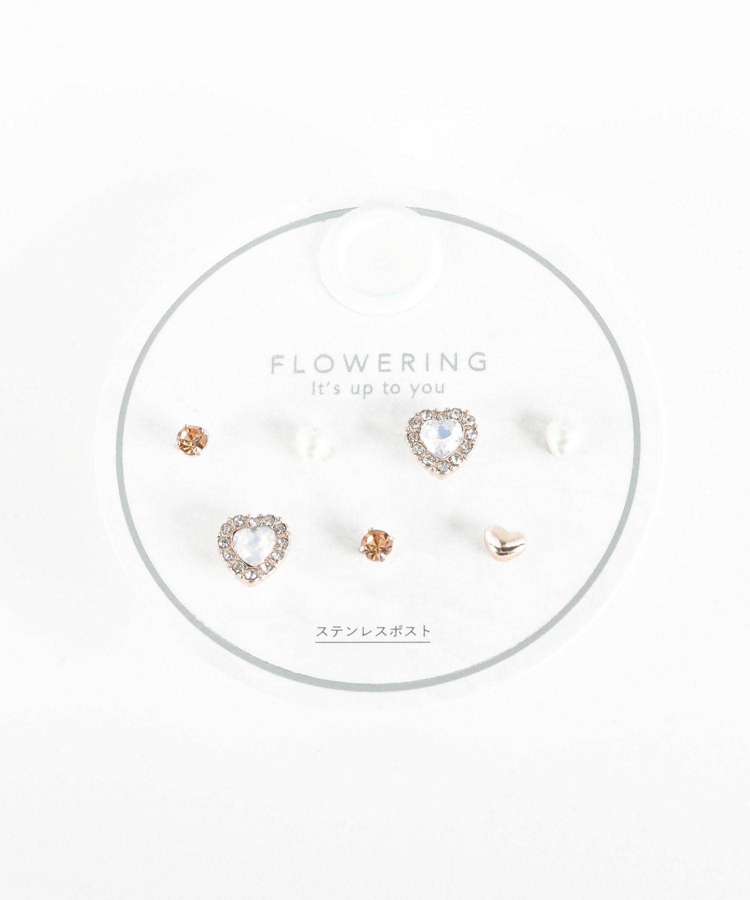 ハートビジューステンレスポストピアス