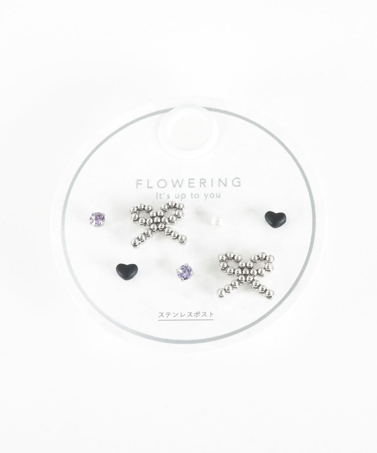 パールリボンステンレスポストセットピアス