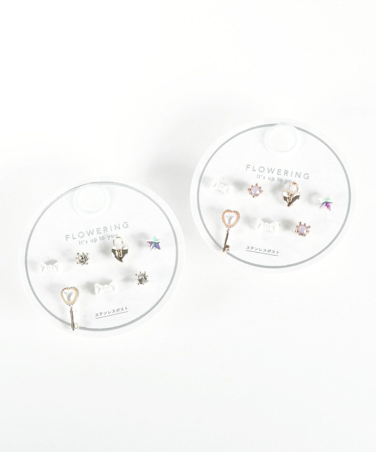 キーリボンステンレスポストセットピアス