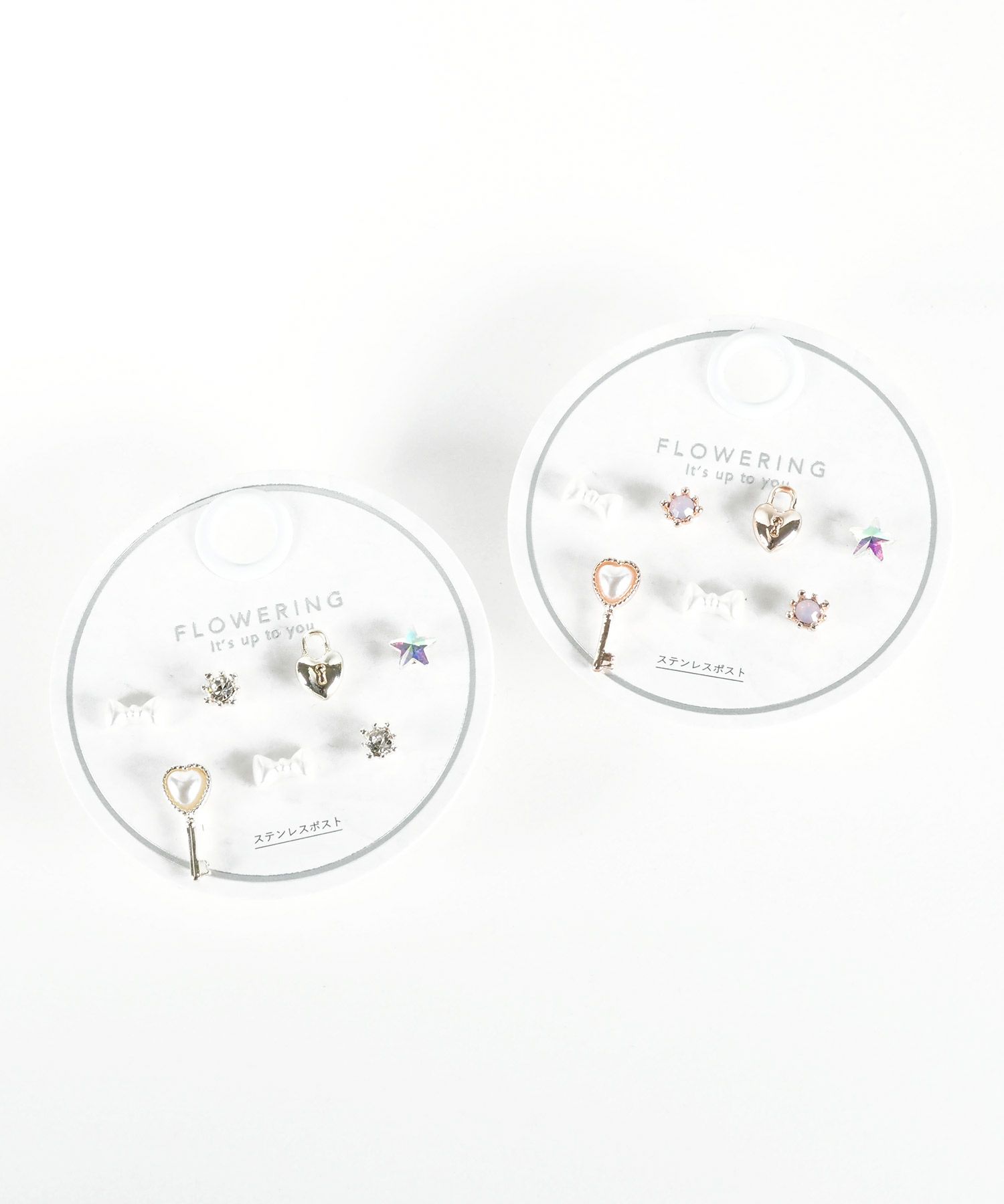 キーリボンステンレスポストセットピアス