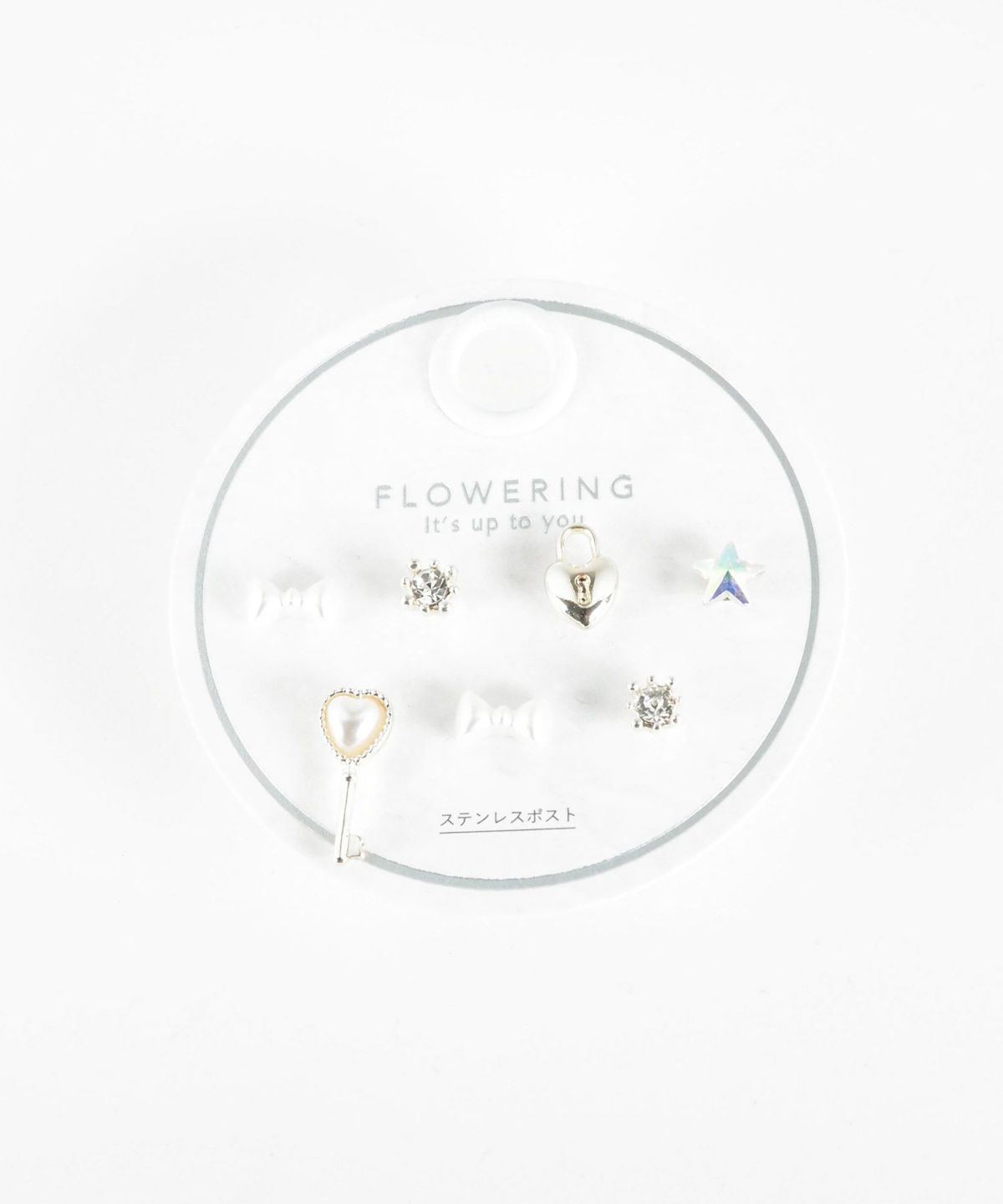 キーリボンステンレスポストセットピアス