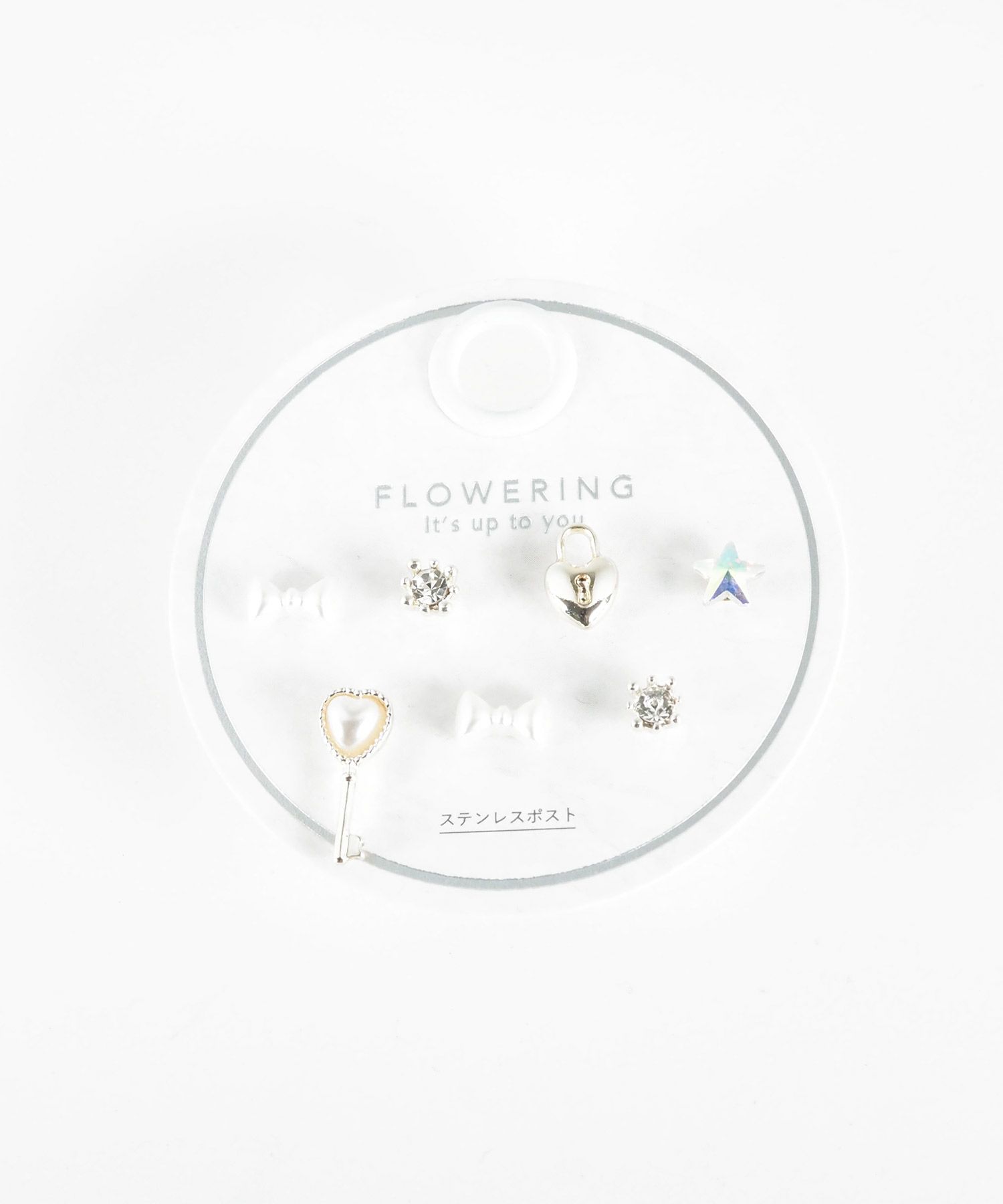 キーリボンステンレスポストセットピアス