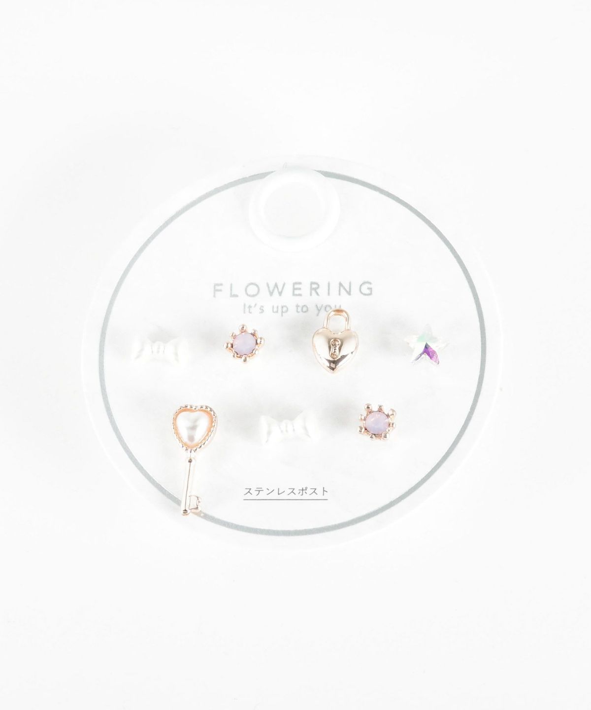 キーリボンステンレスポストセットピアス