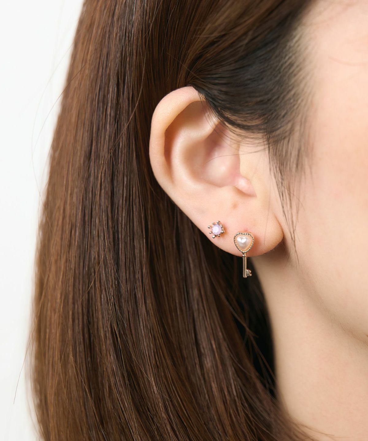 キーリボンステンレスポストセットピアス