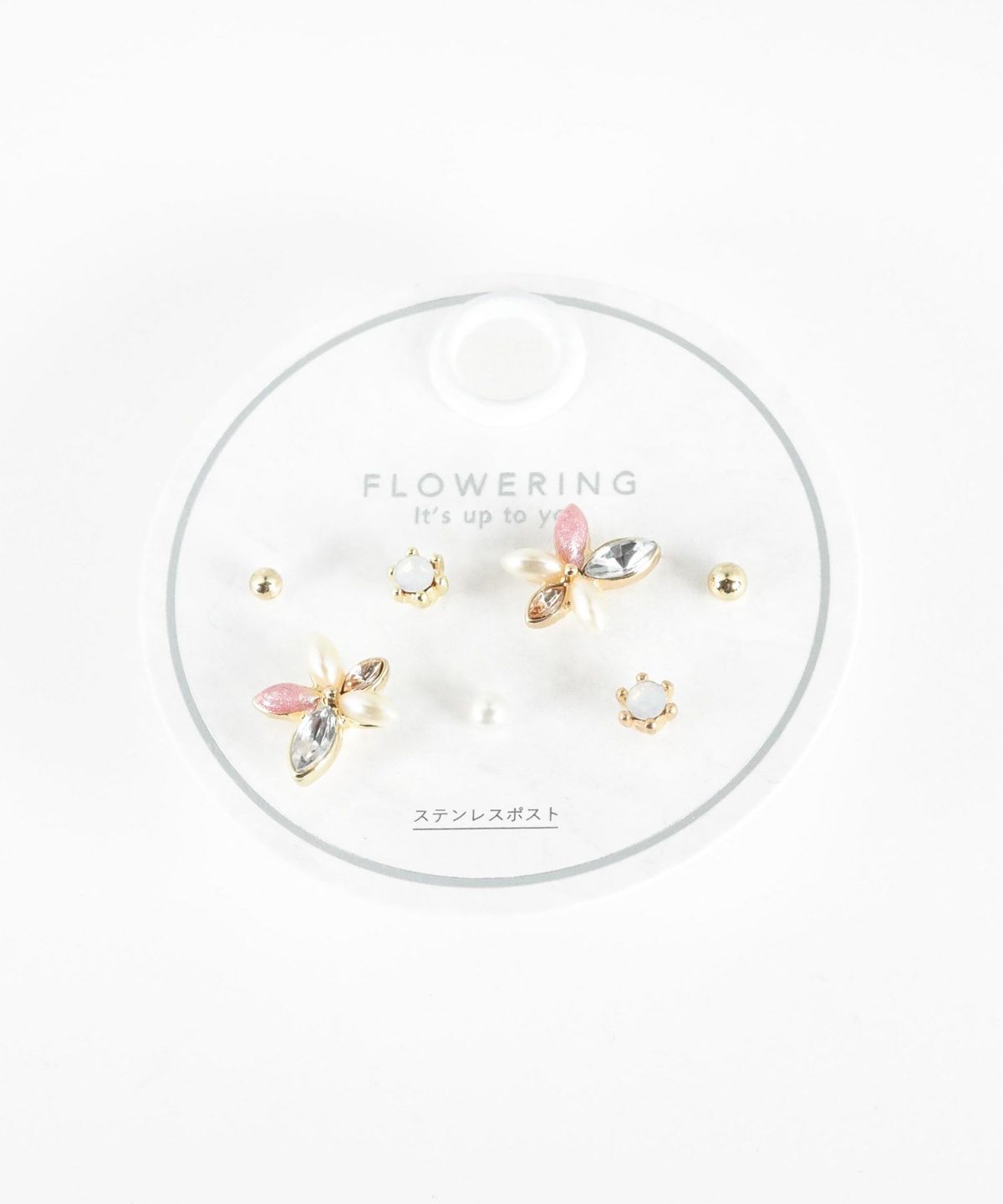フラワービジューステンレスポストセットピアス