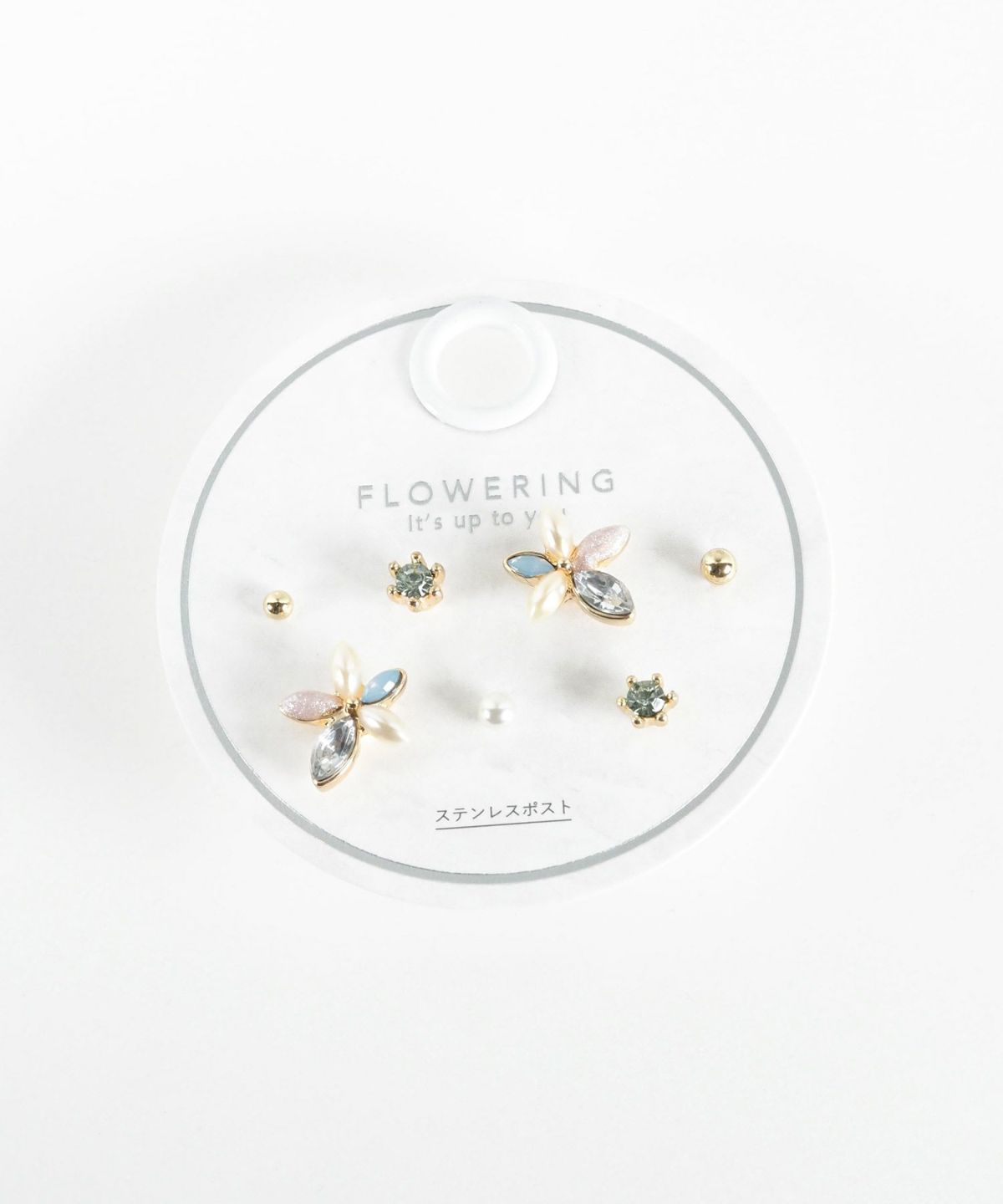 フラワービジューステンレスポストセットピアス