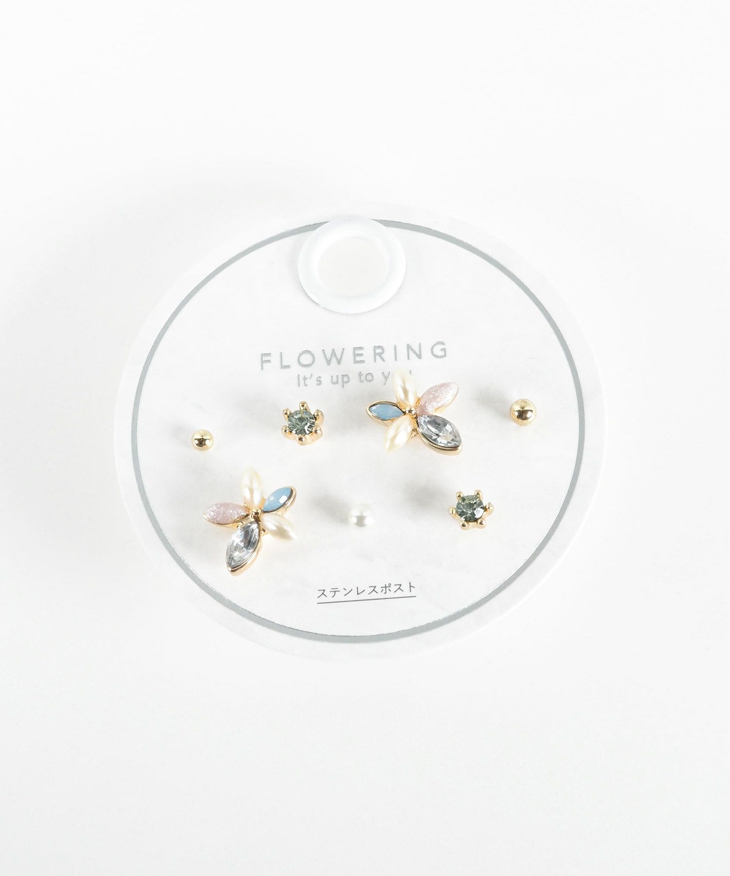 フラワービジューステンレスポストセットピアス