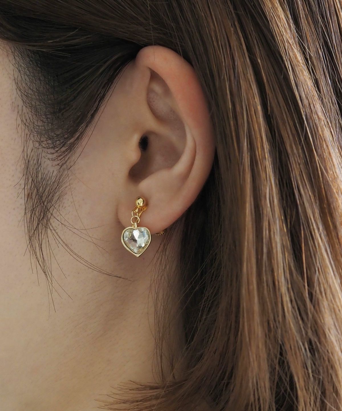 ハートストーンステンレスイヤリング