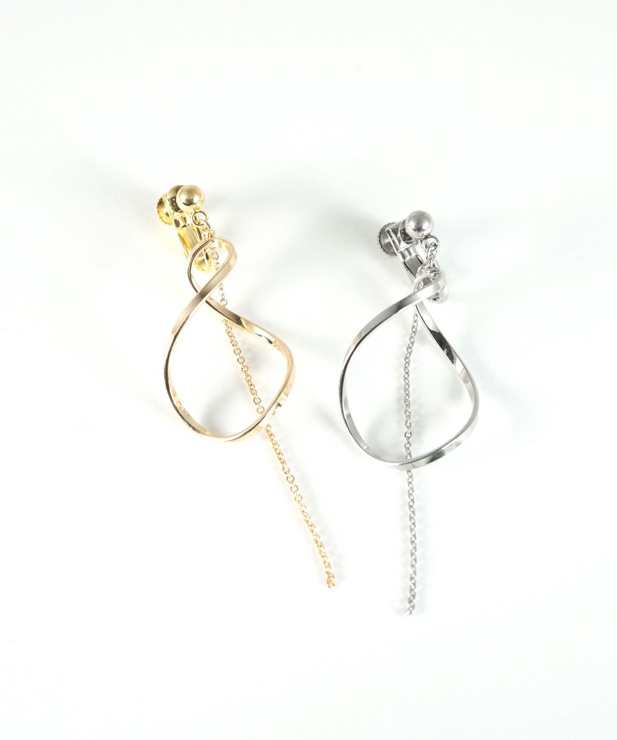 スパイラルメタルチェーンステンレスイヤリング