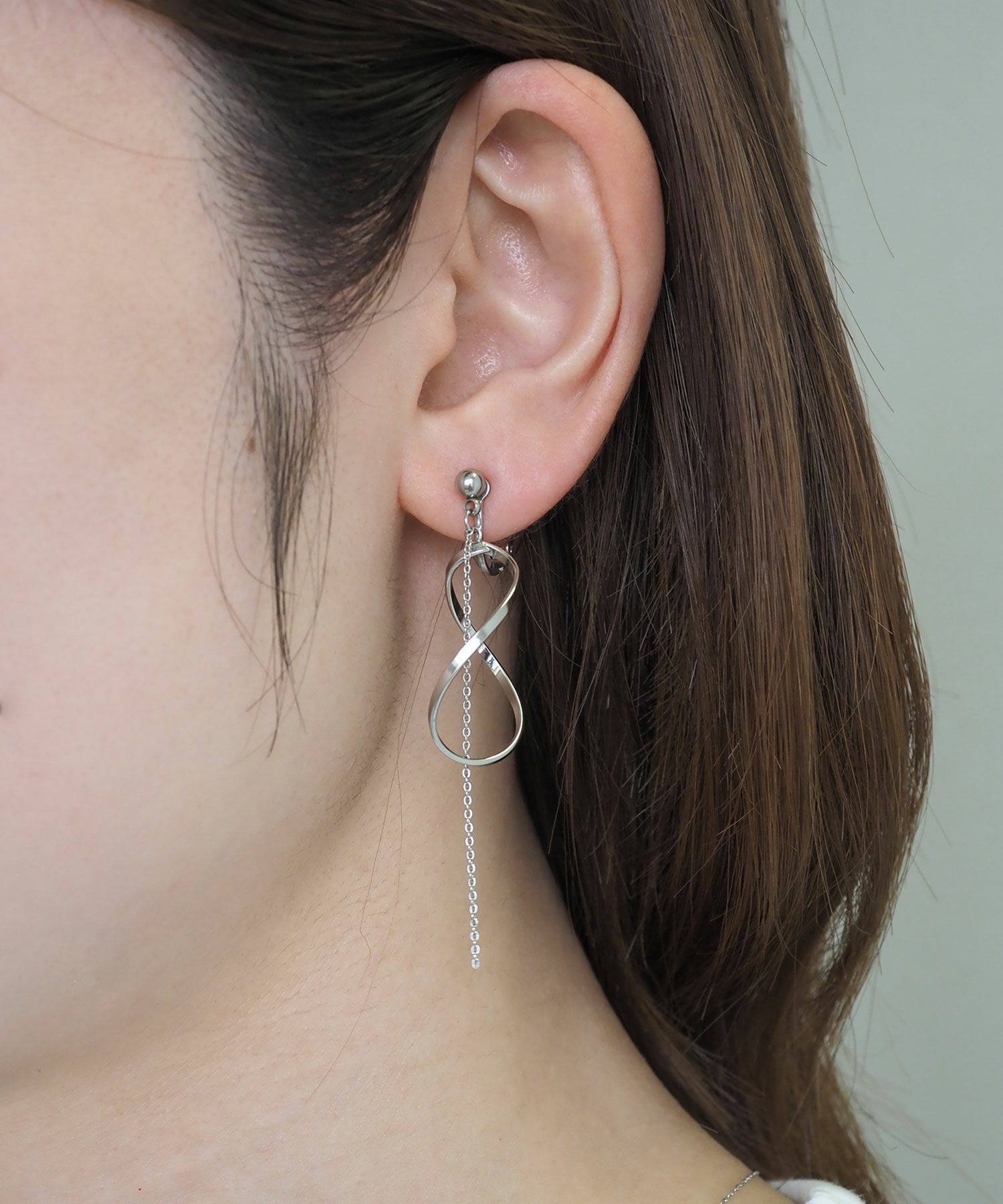 スパイラルメタルチェーンステンレスイヤリング