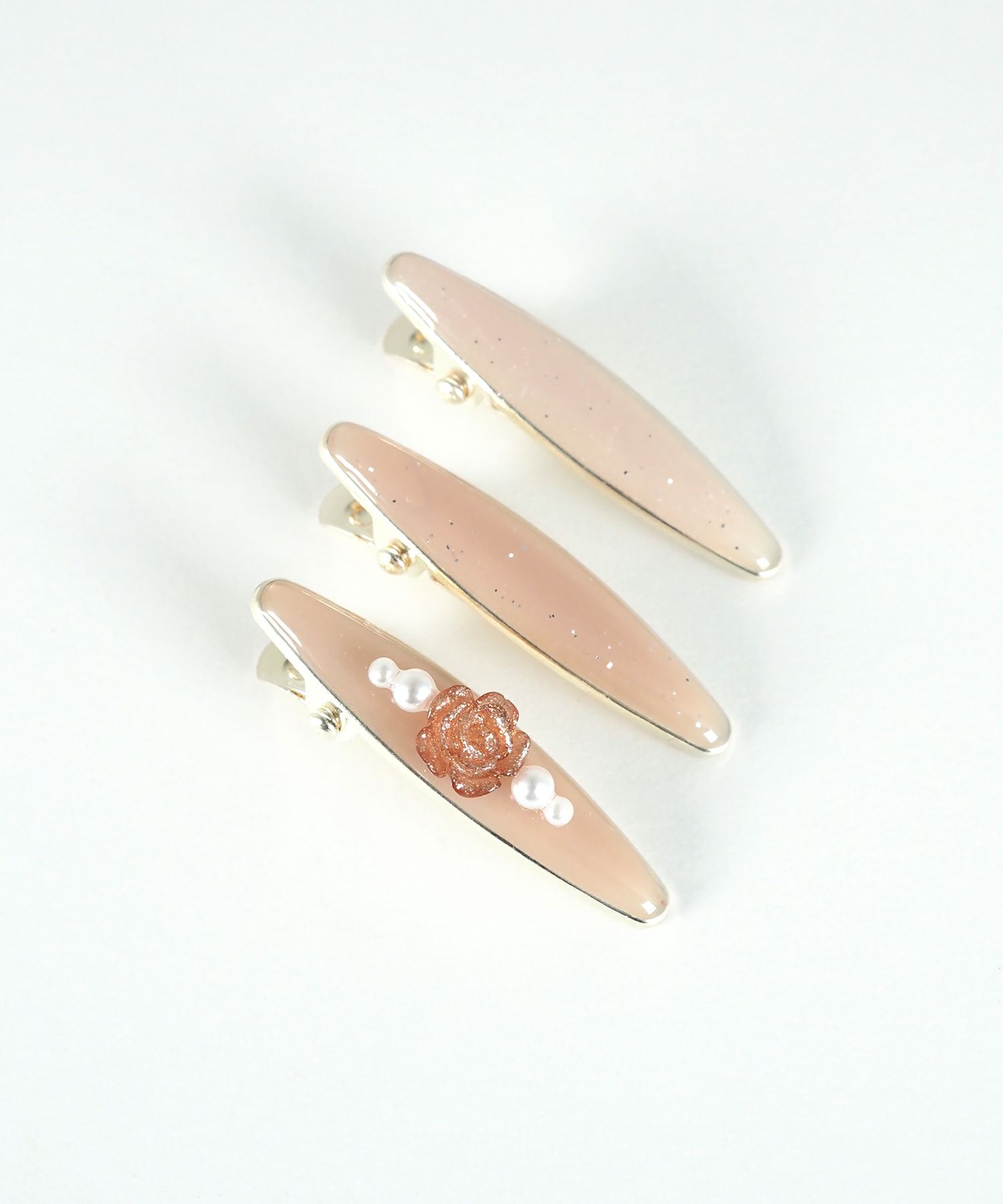 ローズパールエポミニヘアクリップ3Pセット