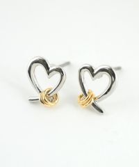 バイカラーハートチタンポストピアス