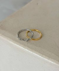 バイカラーメタルチェーンセットリング