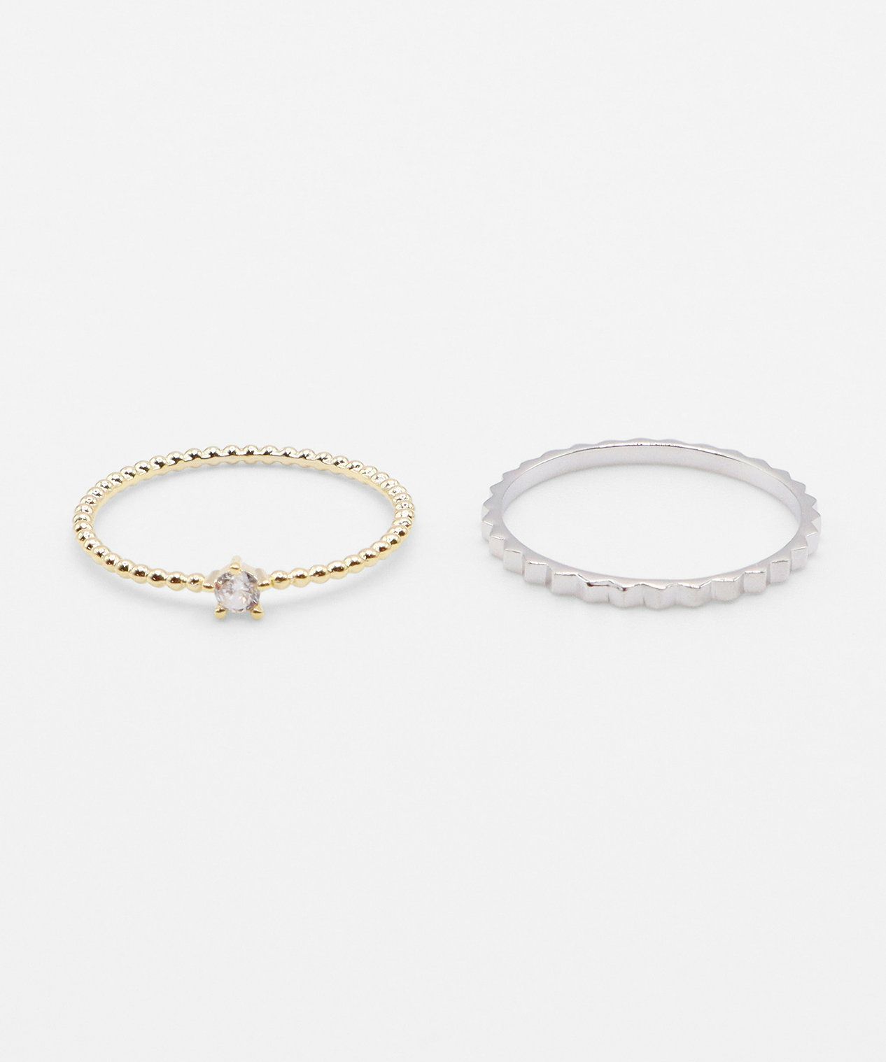 バイカラーポイントストーンセットリング