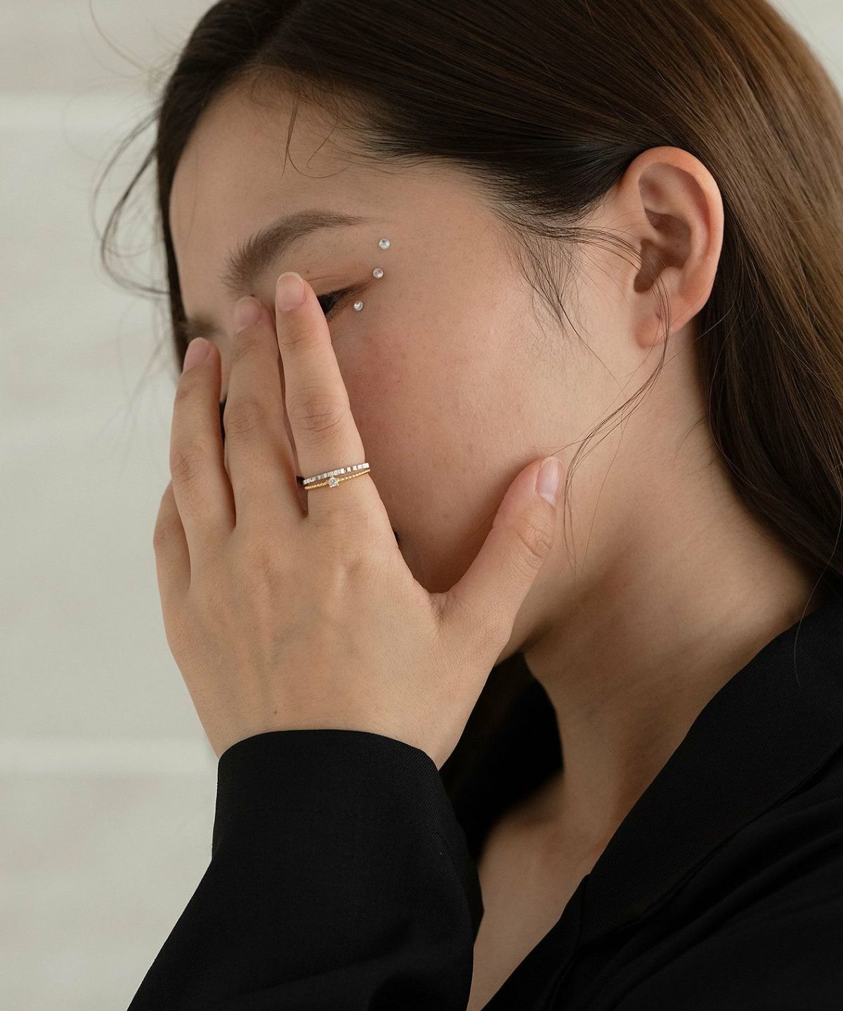 バイカラーポイントストーンセットリング