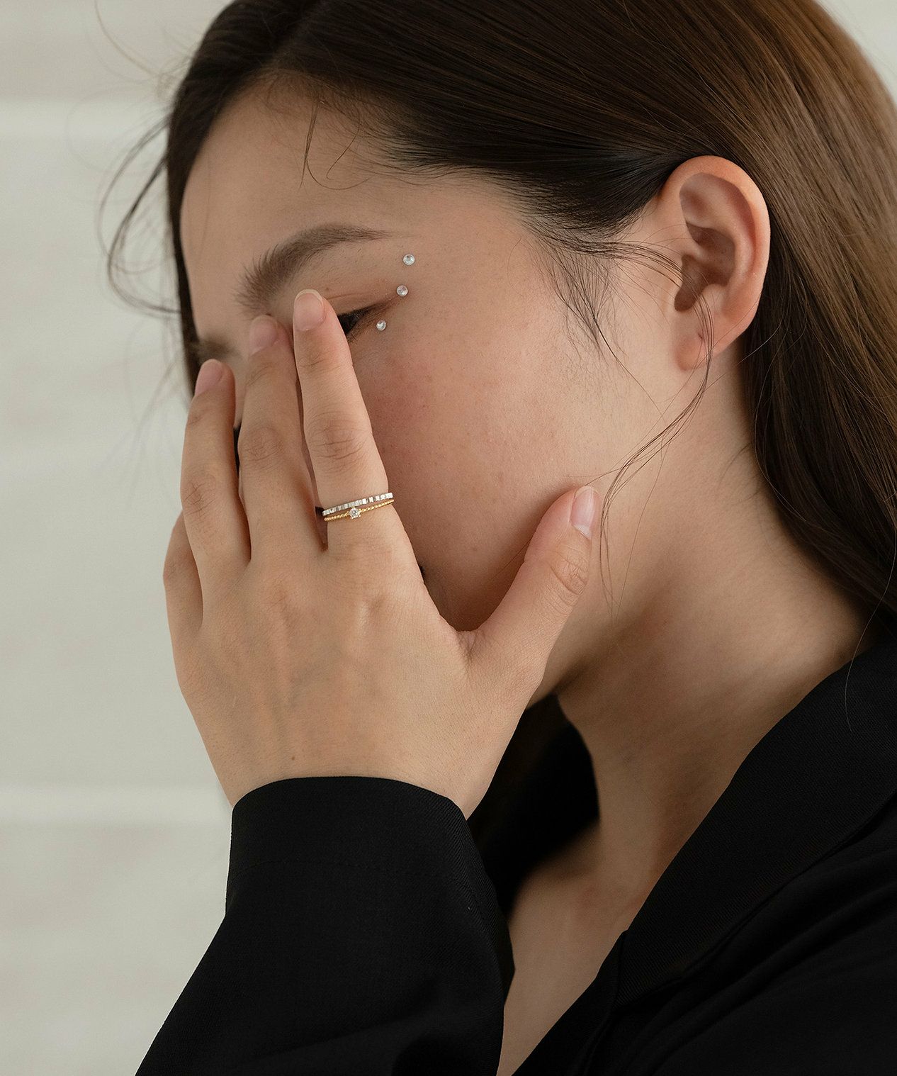 バイカラーポイントストーンセットリング