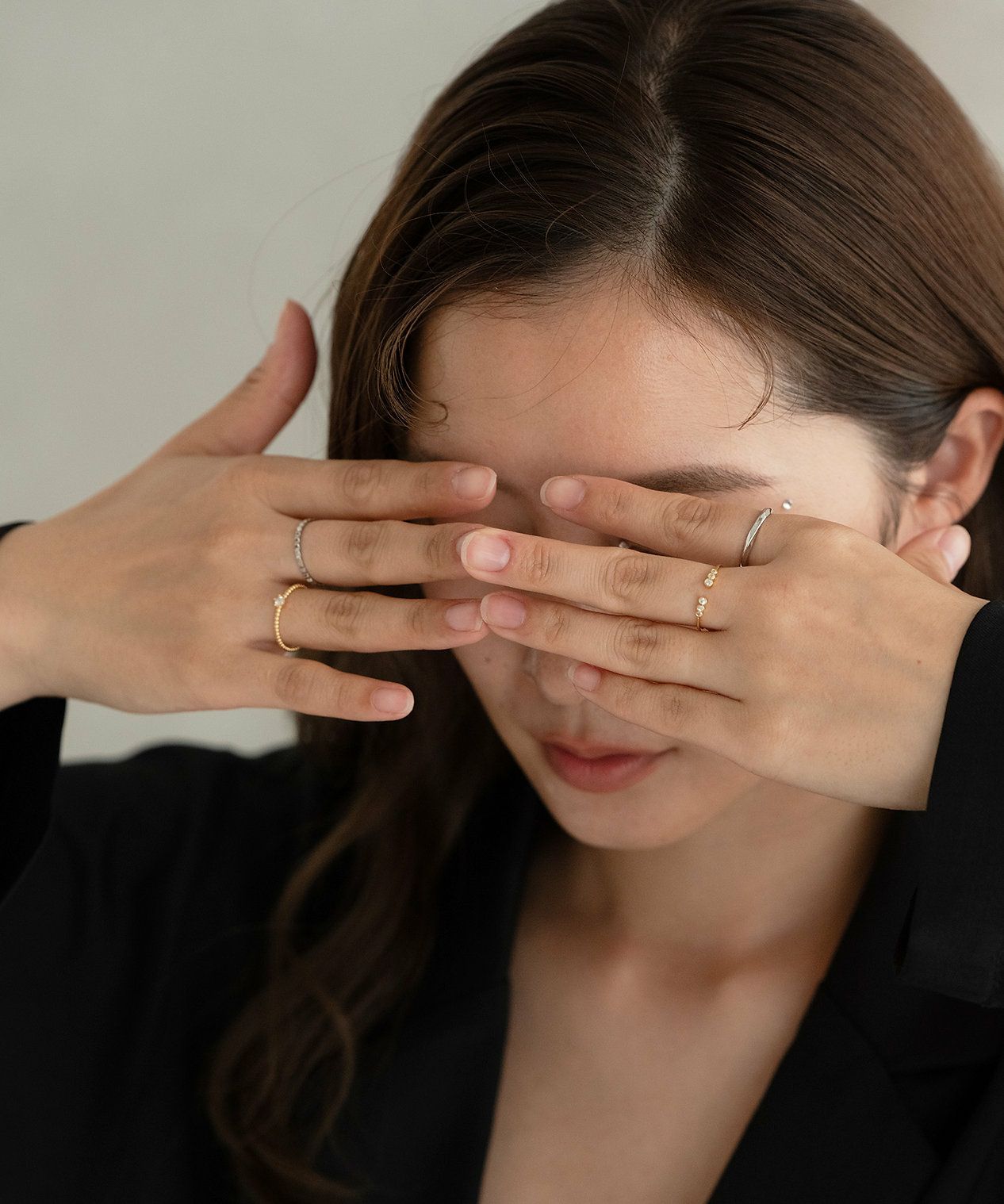 バイカラーポイントストーンセットリング