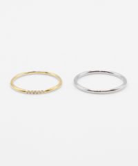 バイカラーシンプルストーンセットリング