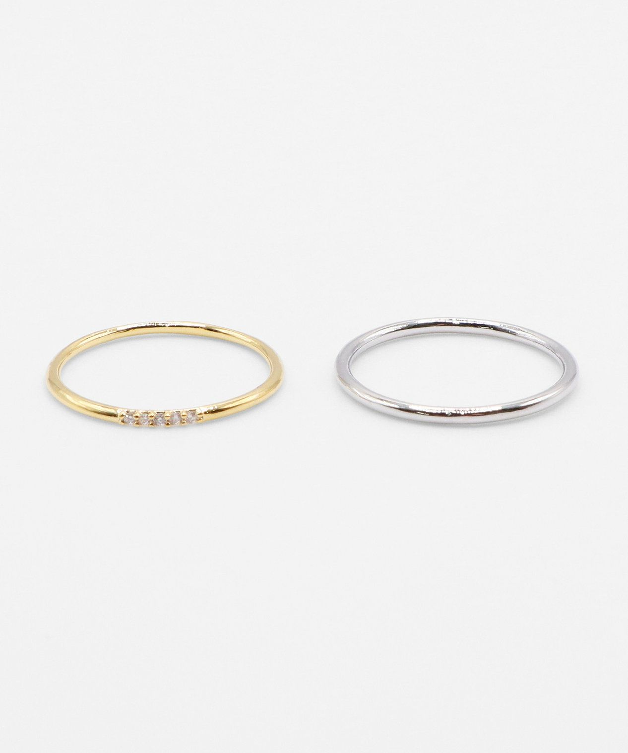 バイカラーシンプルストーンセットリング