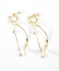 ウェーブラインストーンイヤリング