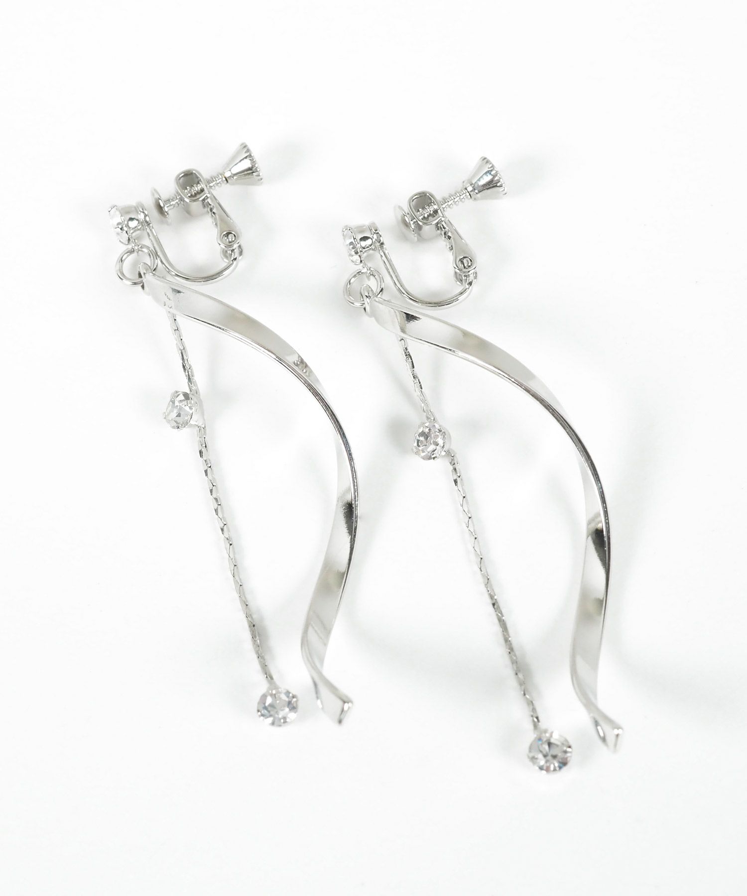 ウェーブラインストーンイヤリング