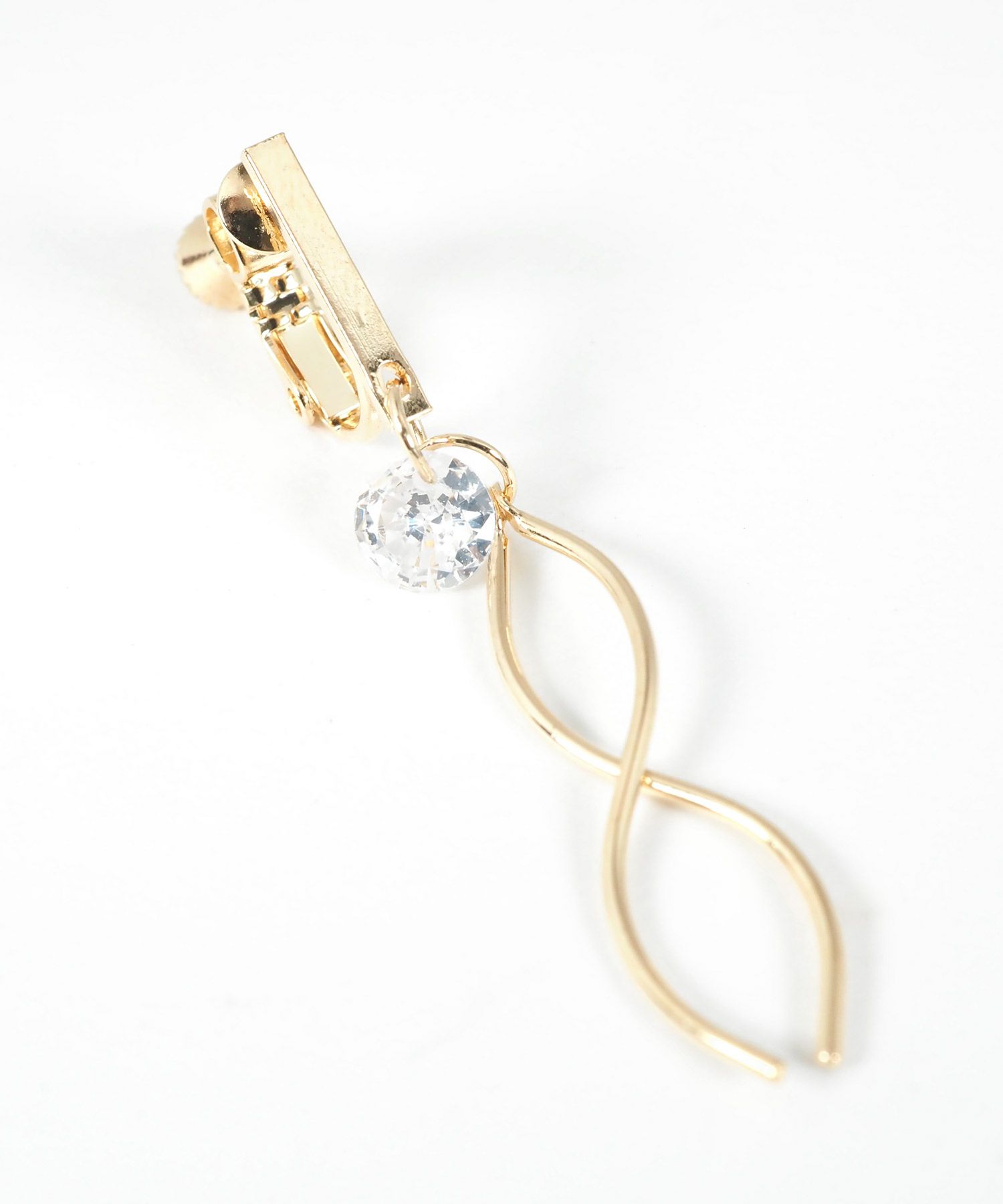 ダブルウェーブラインストーンイヤリング