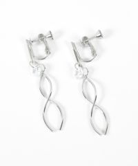 ダブルウェーブラインストーンイヤリング