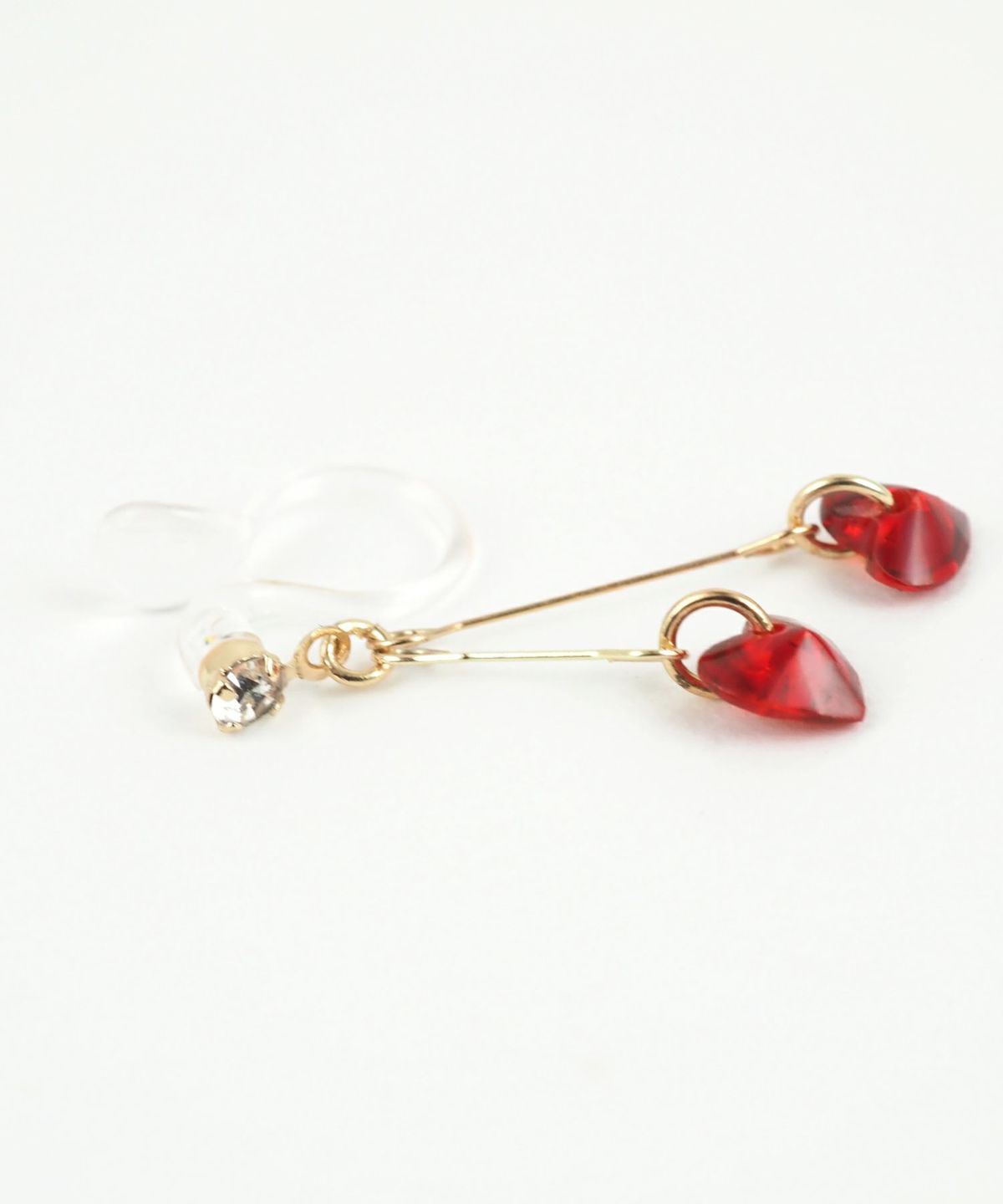 スイングダブルハートセット樹脂ノンホールイヤリング
