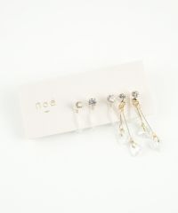 スイングダブルハートセット樹脂ノンホールイヤリング