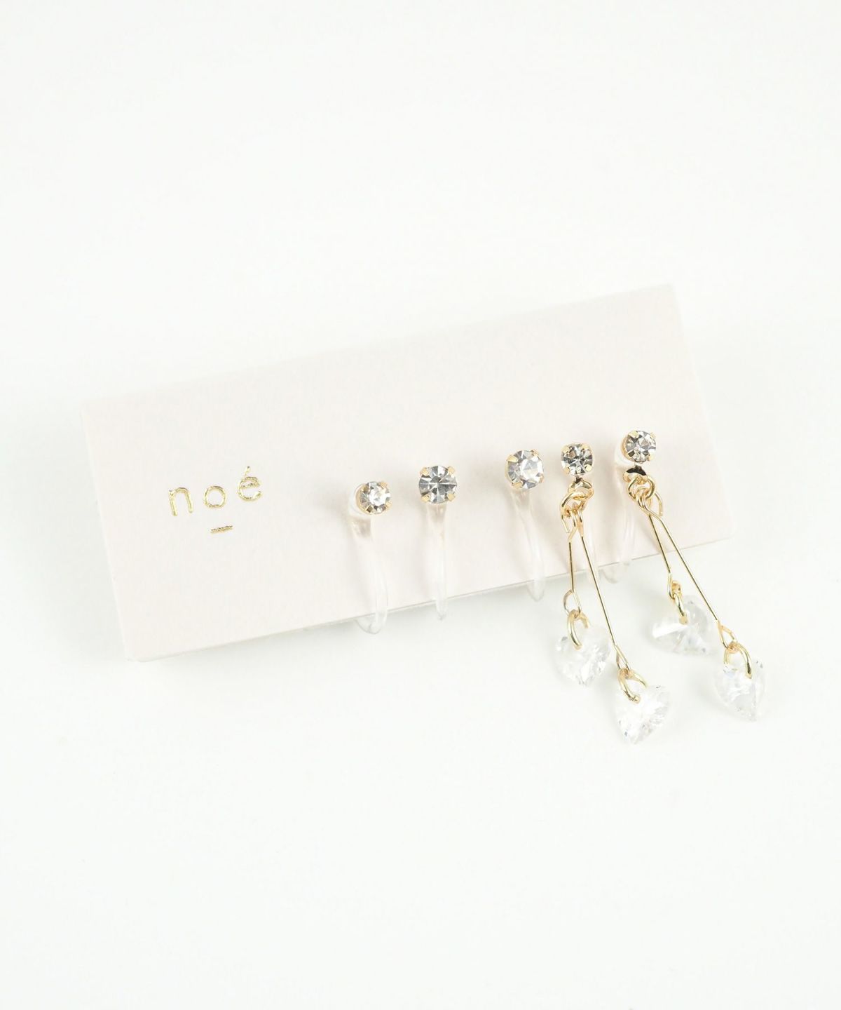 スイングダブルハートセット樹脂ノンホールイヤリング