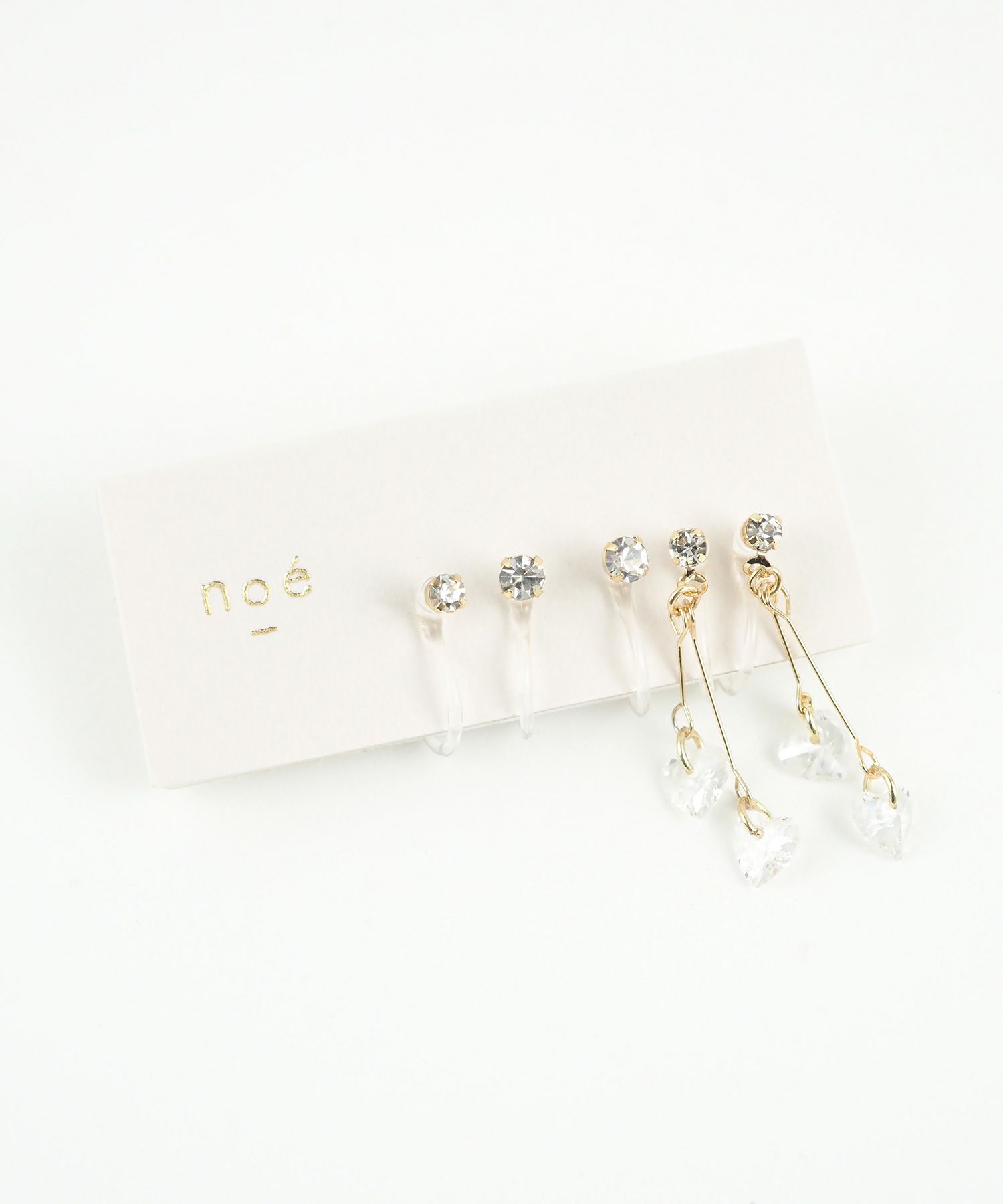 スイングダブルハートセット樹脂ノンホールイヤリング