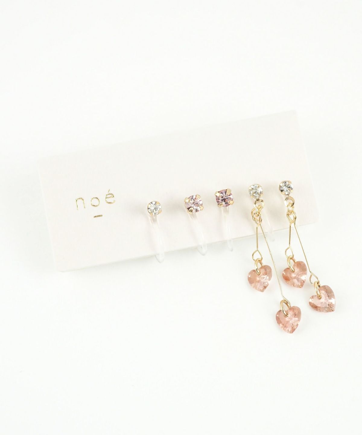 スイングダブルハートセット樹脂ノンホールイヤリング